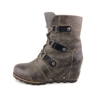 Sorel Joan of Arctic Wedge II Leather Ankle Boots 8